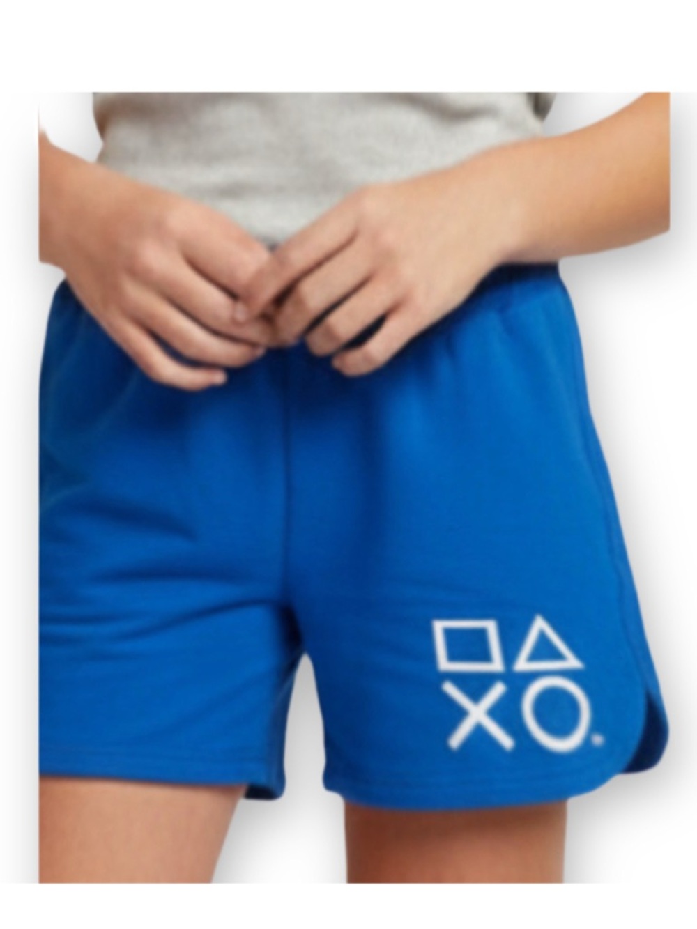 PlayStation Kids Unisex Size Med Blue Knit Jogger Elastic Waist Graphic Shorts